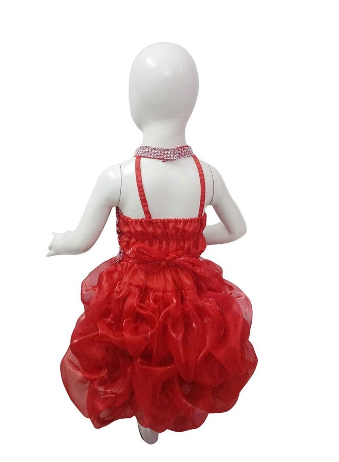 BookMyCostume Red Balloon Frock Western Dance Costume Dress for Girls - Premium 8-10 years,Polyester - Image 3